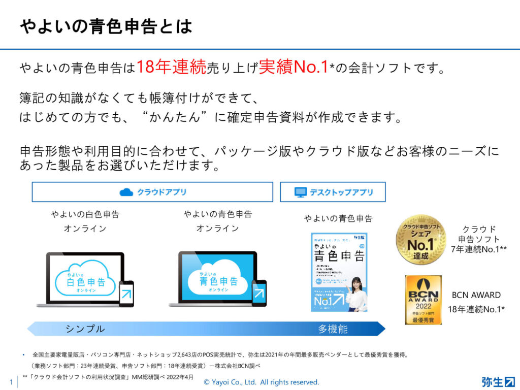 やよいの青色/白色申告 オンラインで個人事業主の夢がかなう